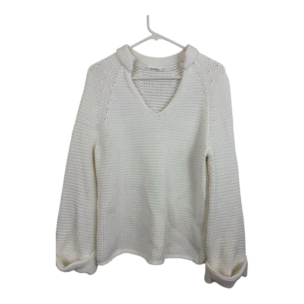 The Reset R Label Breezy Sweater Small Chalk White Knit Long Sleeve Cotton Blend